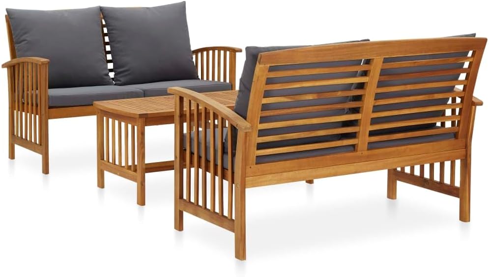 3 Piece Patio Lounge Set with Cushions Solid Acacia Wood,VintageStyle Acacia Wood Garden Lounge Set with Cushions for Outdoor Living Patio Furniture, Outdoor Furniture Sets