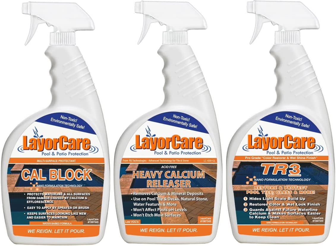 LayorCare Swimming Pool Stain Remover - HCR, Cal Block & TR3 Bundle - Liquid