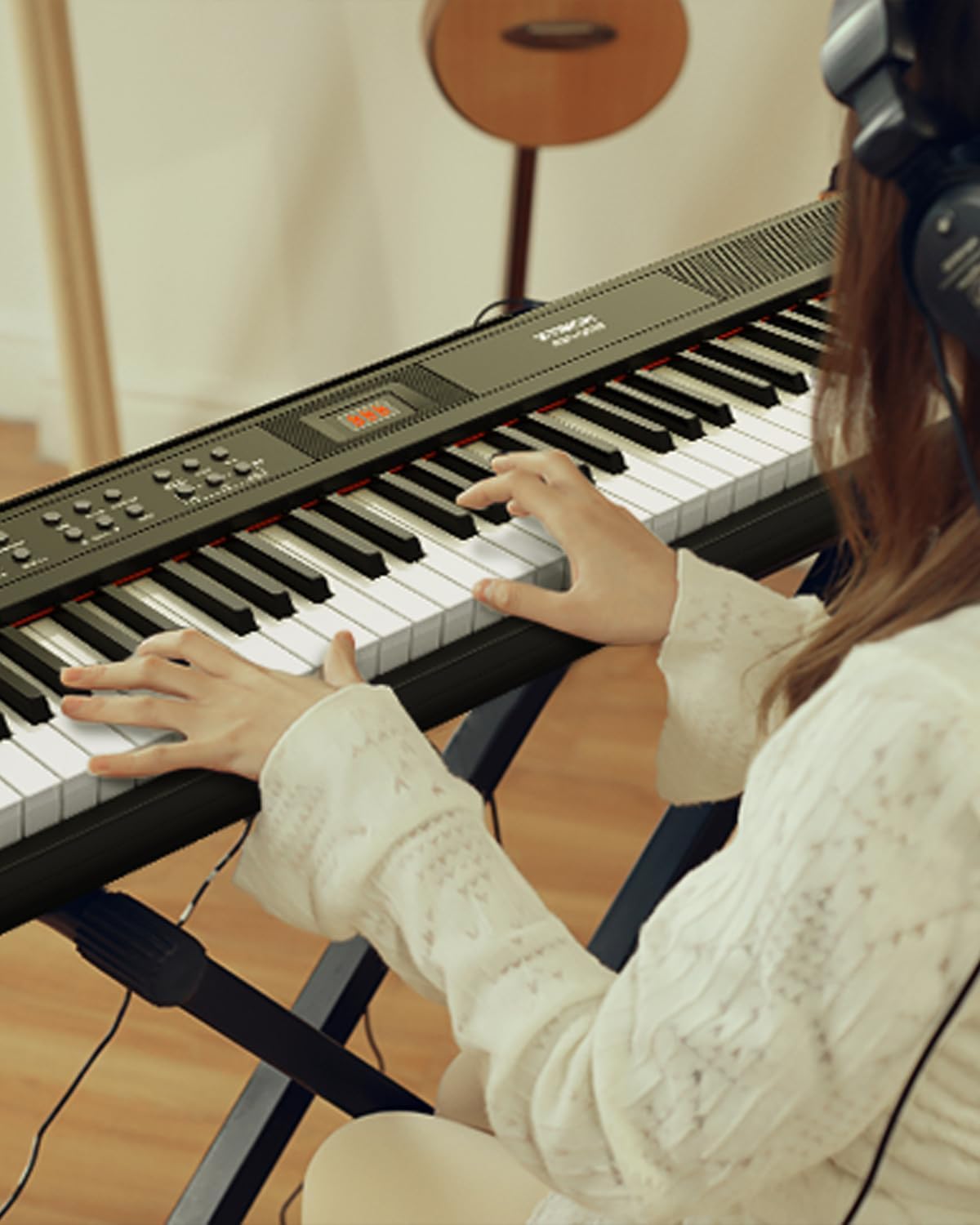 STRICH 88 Key Digital Piano Full Size Electric Keyboard with Semi-Weighted Sensitive Keys, Portable Electric Piano Set for Beginner, Bundle with Sustain Pedal, Headphones, Music Rest, SEP-150S