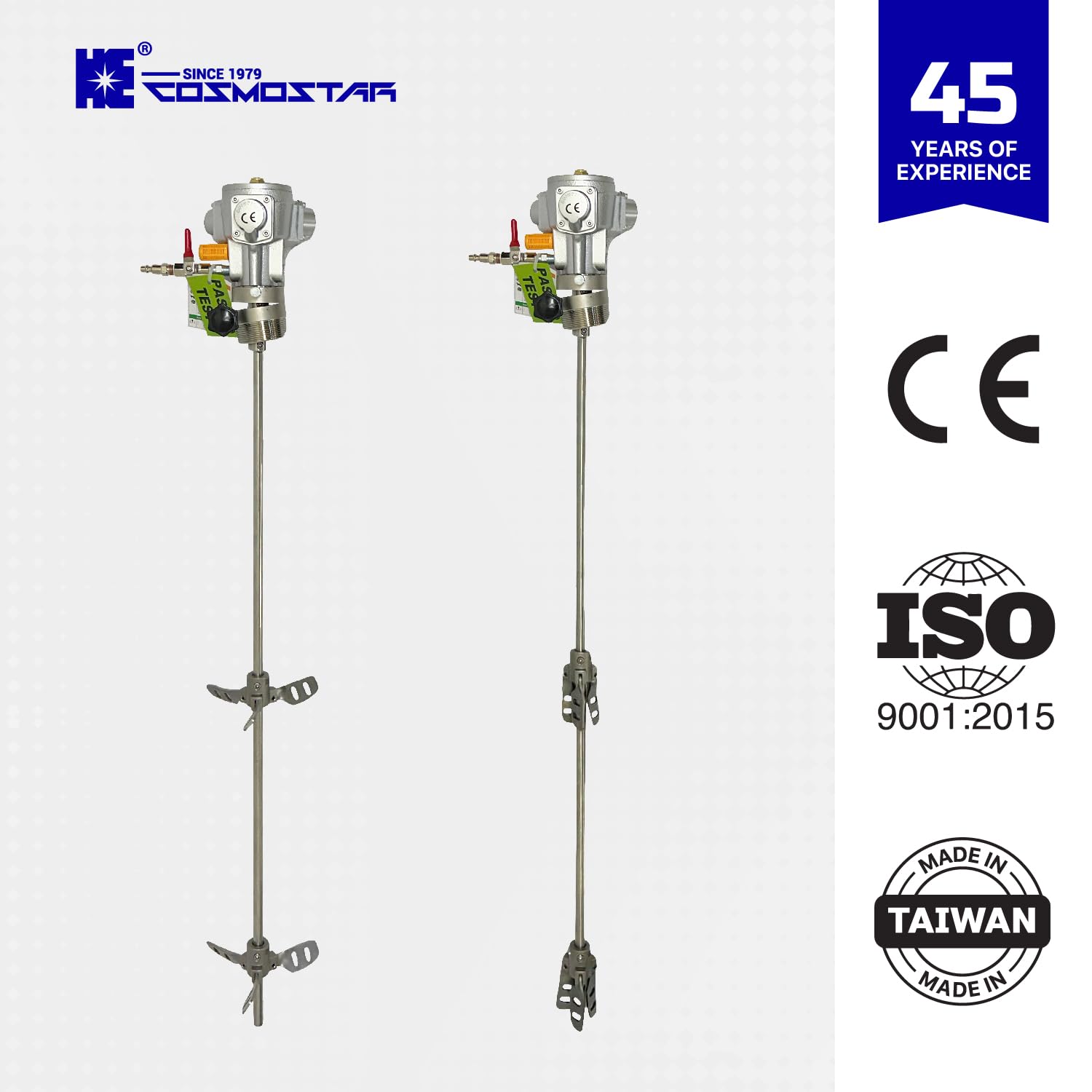COSMOSTAR 55 Gallon Pneumatic Agitator 1/8HP Bung Mount Tank Barrel Drum Mixer | Pneumatic Bracket Mixer, Paint Stirring Machine Bracket Air Agitator Paint Mix Tool