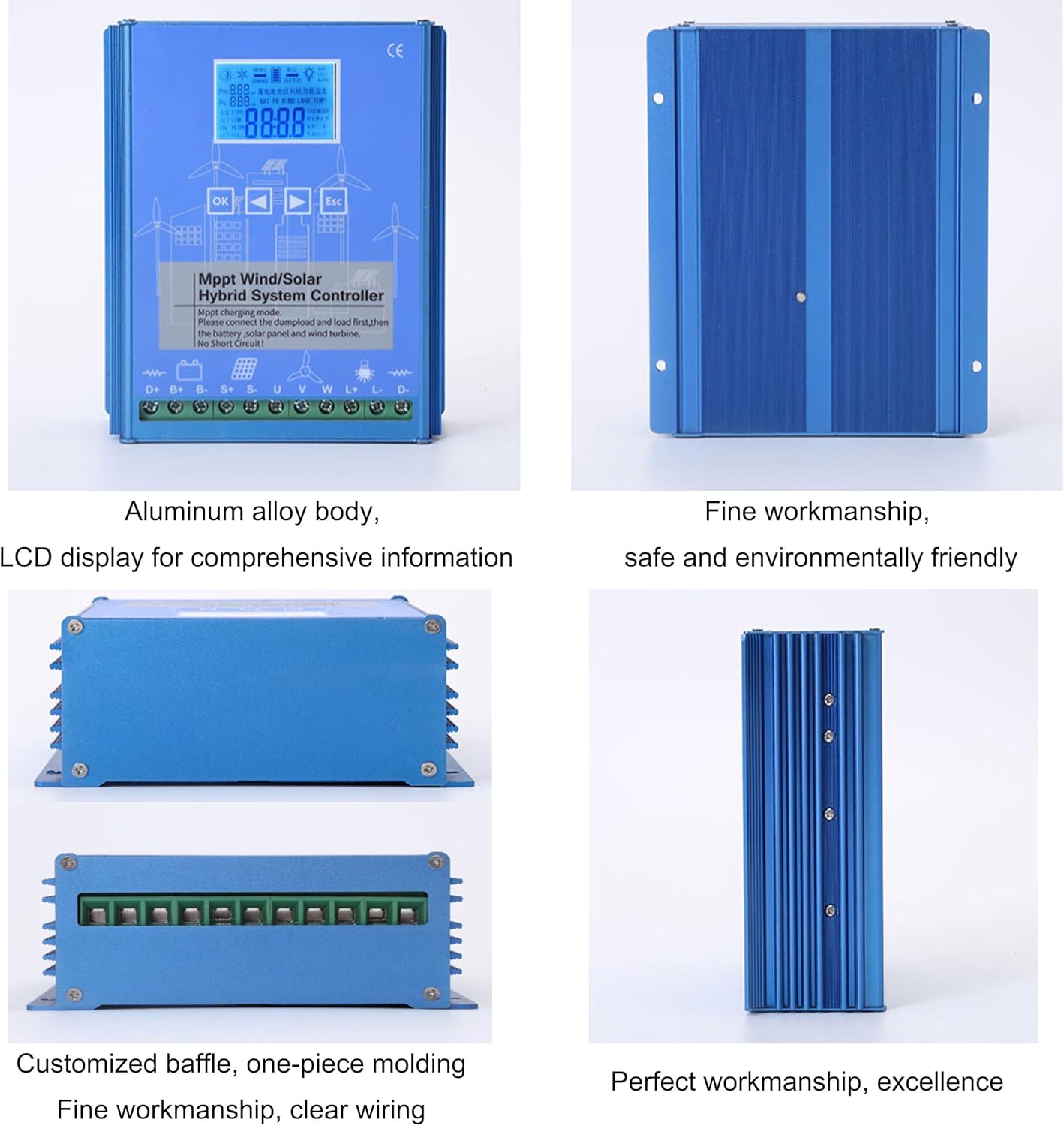 400W/600W/800W Wind Solar Hybrid Charge Controller, 12V/24V/48V MPPT Hybrid Boost Controller for for Wind Turbine & Solar Panel,24V/48V-Wind800W+Solar600W