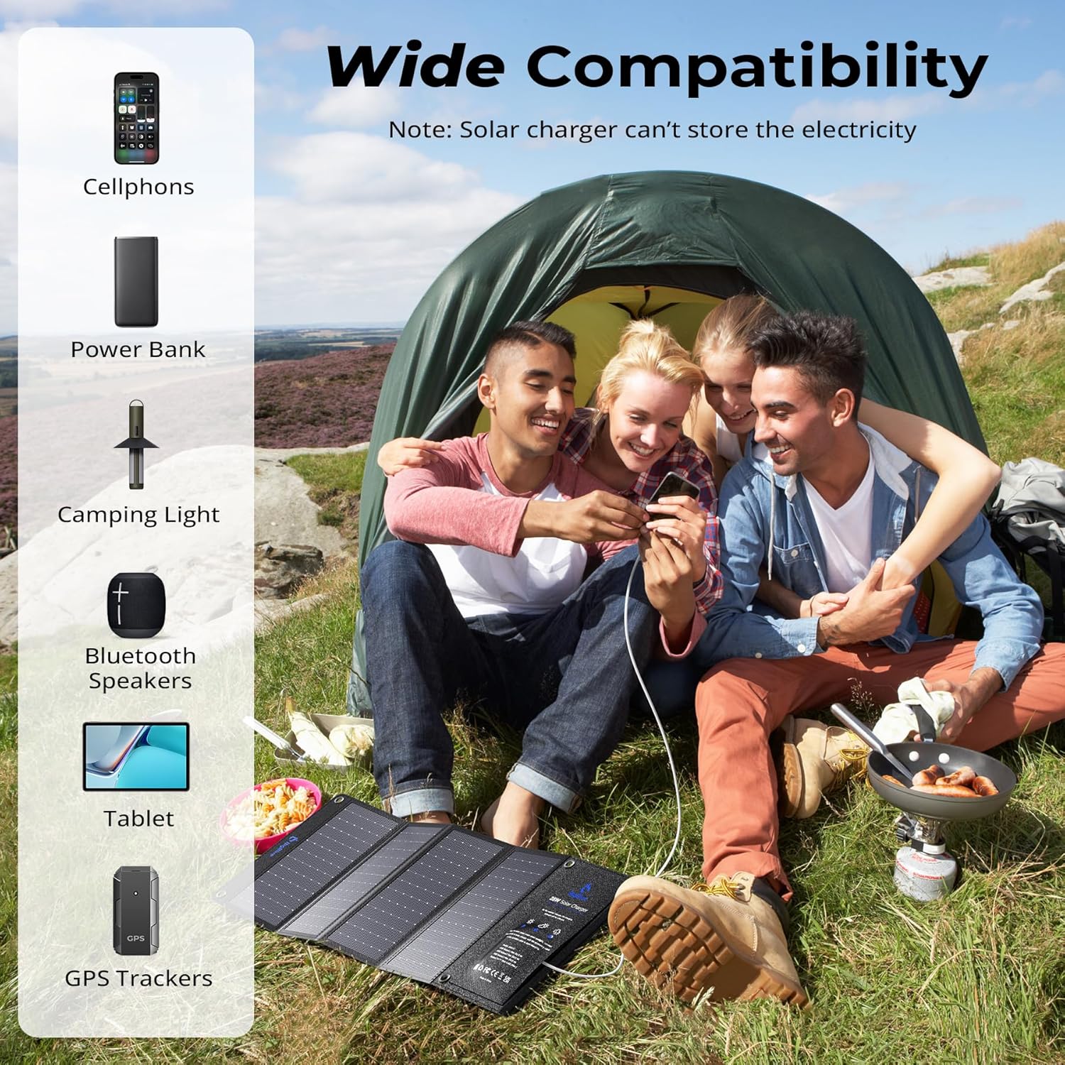 BigBlue 28W Solar Panel Charger with Dual USB-C and USB-A, Portable Solar Phone Charger for Camping, Hiking, Backpacking, Emergency Solar Charger for iPhone, iPad, Samsung Galaxy, Power Bank, GPS etc