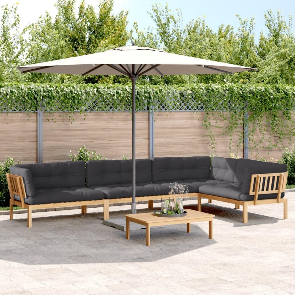 5 Piece Patio Pallet Sofa Set with Cushions Solid Wood Acacia,Acacia Wood Outdoor Sectional Sofa Set with Cushions for Patio, Garden, and Backyard Outdoor Furniture, Patio Seating