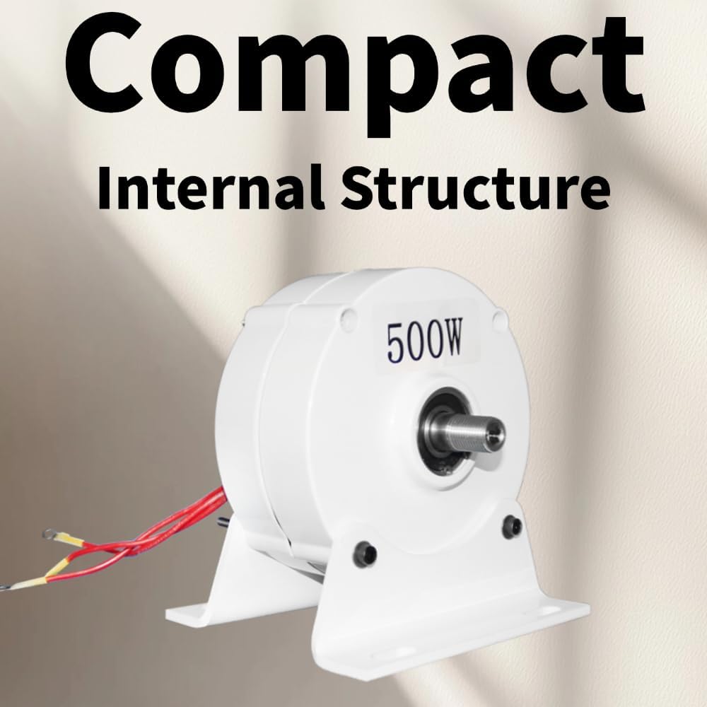 500W Permanent magnet Generator 12V 24V 48V Three Phase Alternator for Home Electric Motor Generator for Vertical Horizontal Wind Turbine (With Base-Double shafts, 48V)