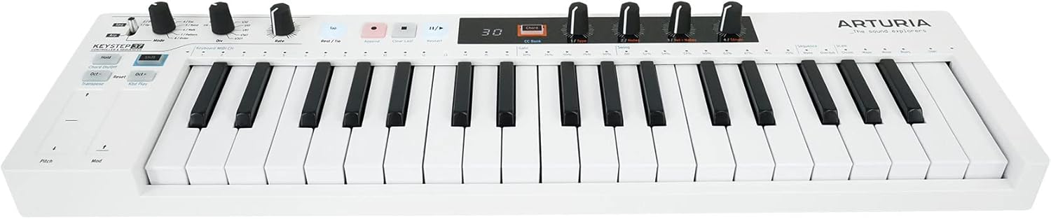 Audiosavings Bundle: Arturia KeyStep 37-Key Sequencer USB MIDI DJ/Studio Keyboard Controller+Software Bundle with Rockville Rock2d2 Adjustable Dual Shelf Midi Keyboard Laptop Stand (2 Items)