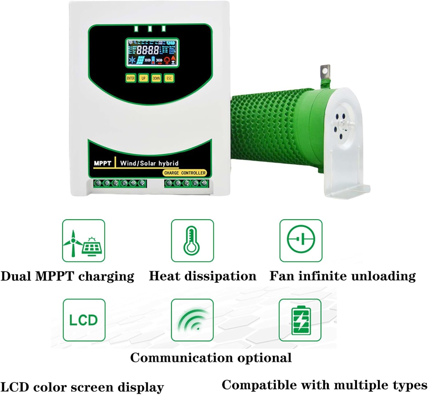 24V, 12000W Wind Solar Hybrid System MPPT Charge Controller with Dump Load Wind Turbine Generator Solar Panel 12V 24V Auto 48V Regulator 220V