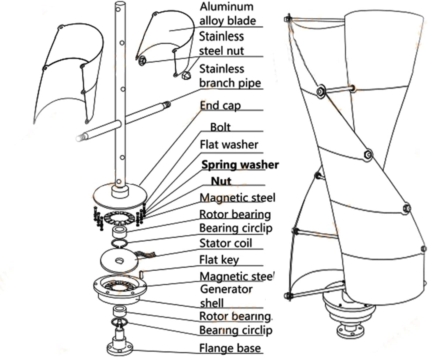 LiuSj JUnSt 8000W Wind Turbines Wind Generator,12V 24 V 48 Volt Fiber Blade Horizontal Home Power Windmill Energy Turbines Charge