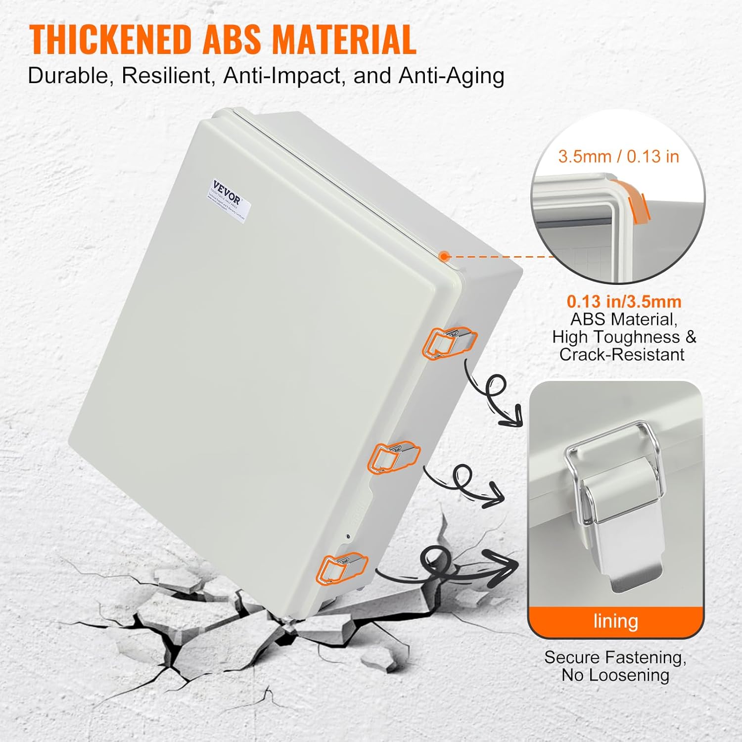VEVOR Weather-Resistant Junction Box, Dimensions: 20.87x16.92x7.87 inches, Crafted from Durable ABS Plastic with a Secure Hinged Lid and Stainless Steel Lock, IP67 Rated to Ensure Protection Agains