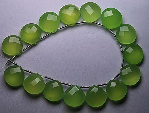3 matched pair, quality,prehnite chalcedony faceted heart shape briolettes 14x14mm