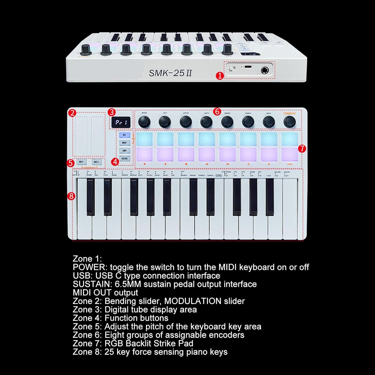 25 Key MIDI Keyboard Controller, Connection 25 Key Keyboard Controller for Music Production