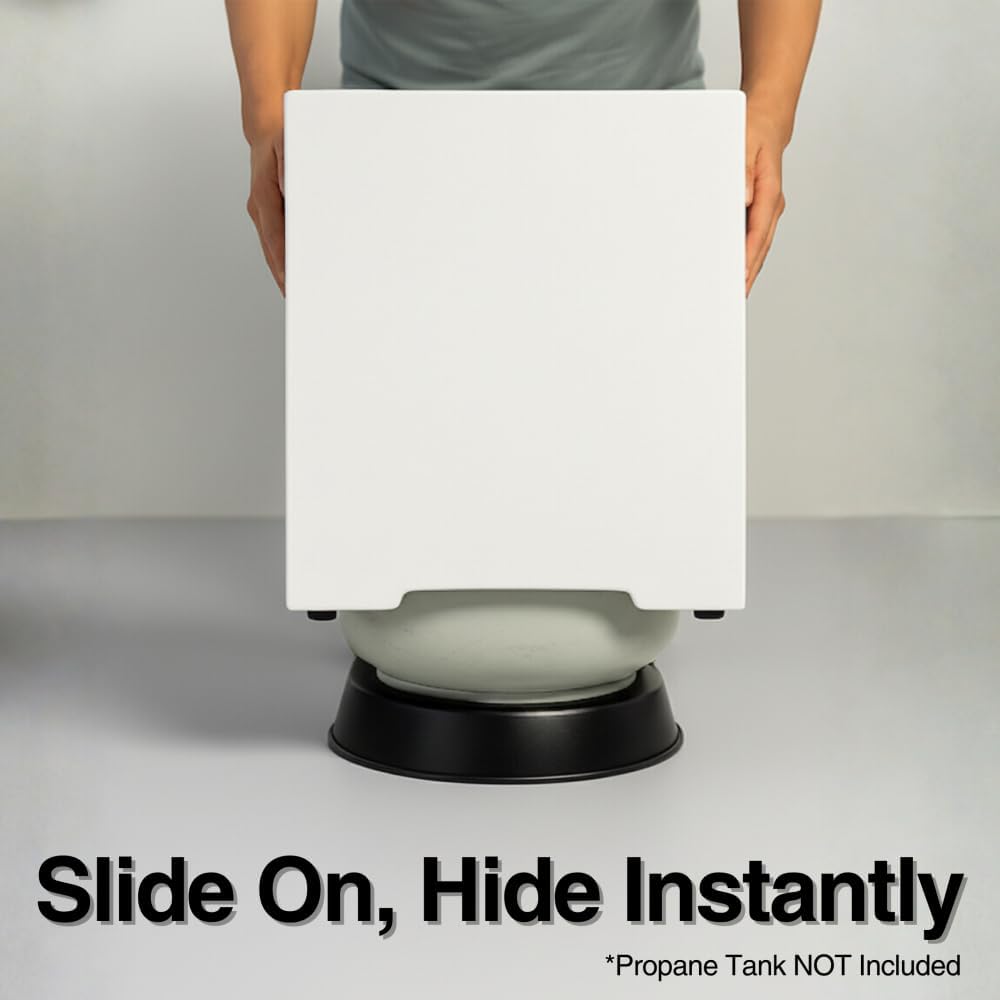 Propane Tank Cover 16 Inch, 20 LB Outdoor Tank Storage Hideaway Table for Gas Fire Pits, Side Table, White