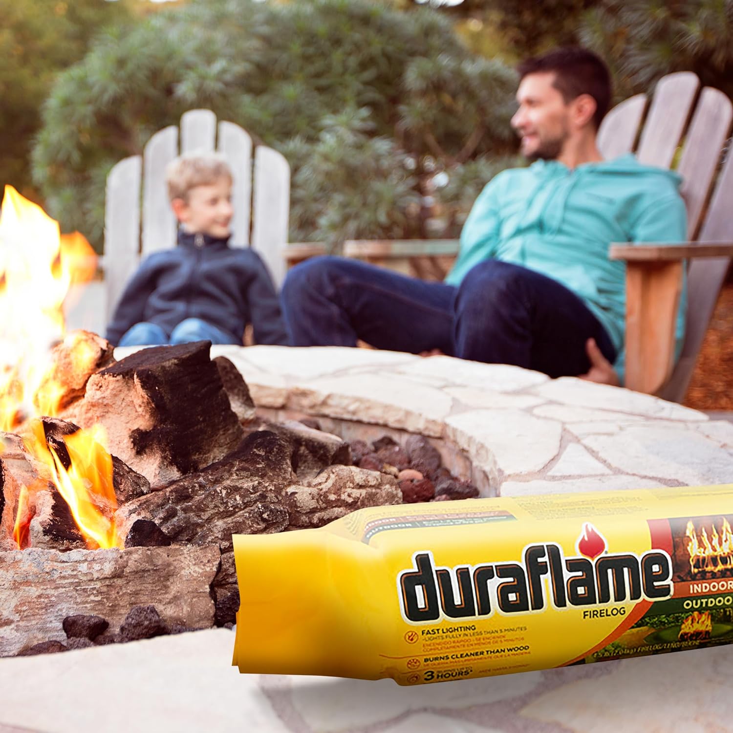 Duraflame 4.5 Pound 3 Hour Long Burn Time Indoor Outdoor Quick Light Fire Log for Camping, Firepits, Bonfires, and Fireplaces (18 Pack), Neutral