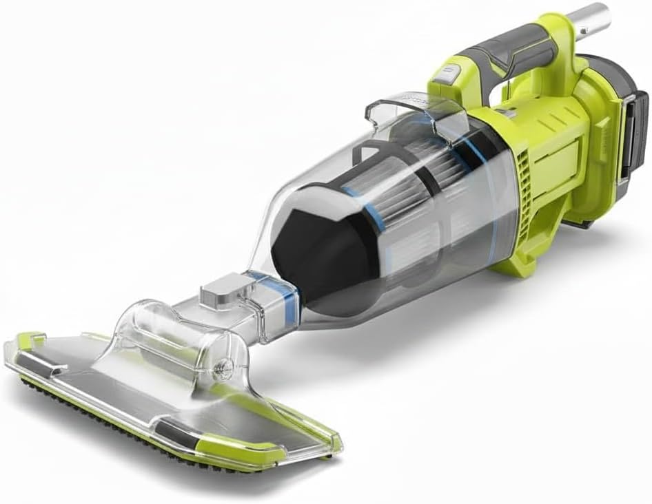 New! 18V Cordless Handheld Pool Vacuum Cleaner with Floor Head PCL780 (Tool Only) – Leaf & Fine Debris Pickup, Clear Canister, Quick-Release Filter, Lightweight – Compatible with Ryobi Tools
