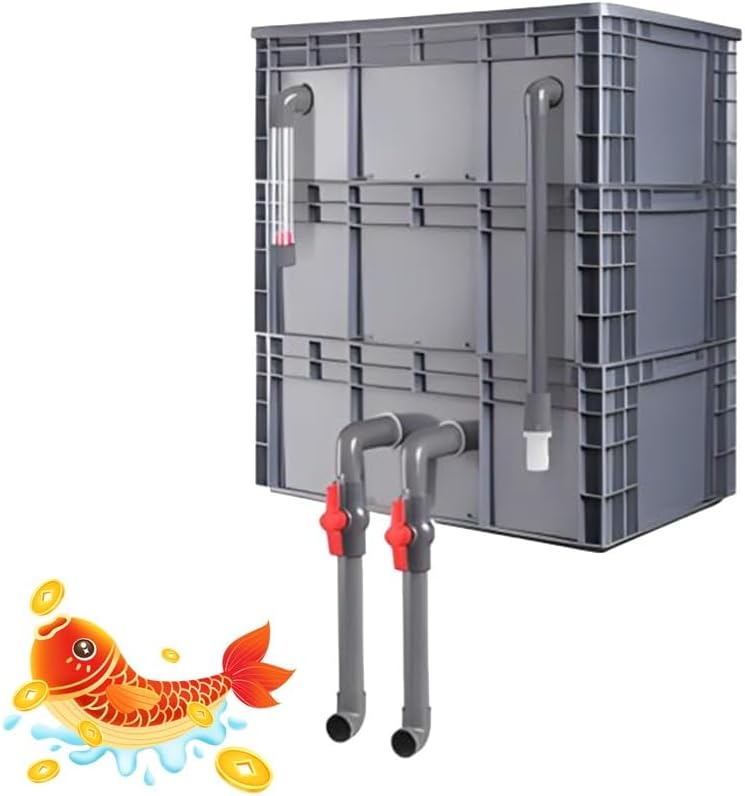 GZHERVICES Aquarium Filter Box, Turnover Box Fish Tank Filter,Filter Drip Box, External Fish Pond Water Circulation System DIY, Large Filter Kit for Ponds-No Pump & Filter Media(60x40x66cm)