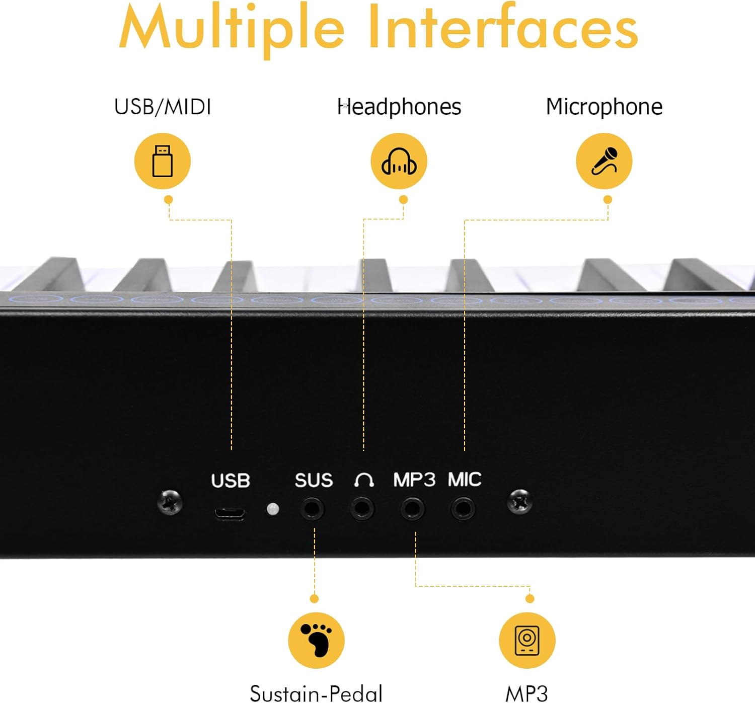 88-Key Digital Piano Keyboard, Full Size Semi-Weighted Keyboards with MIDI, Portable Electric Pianos for Beginner