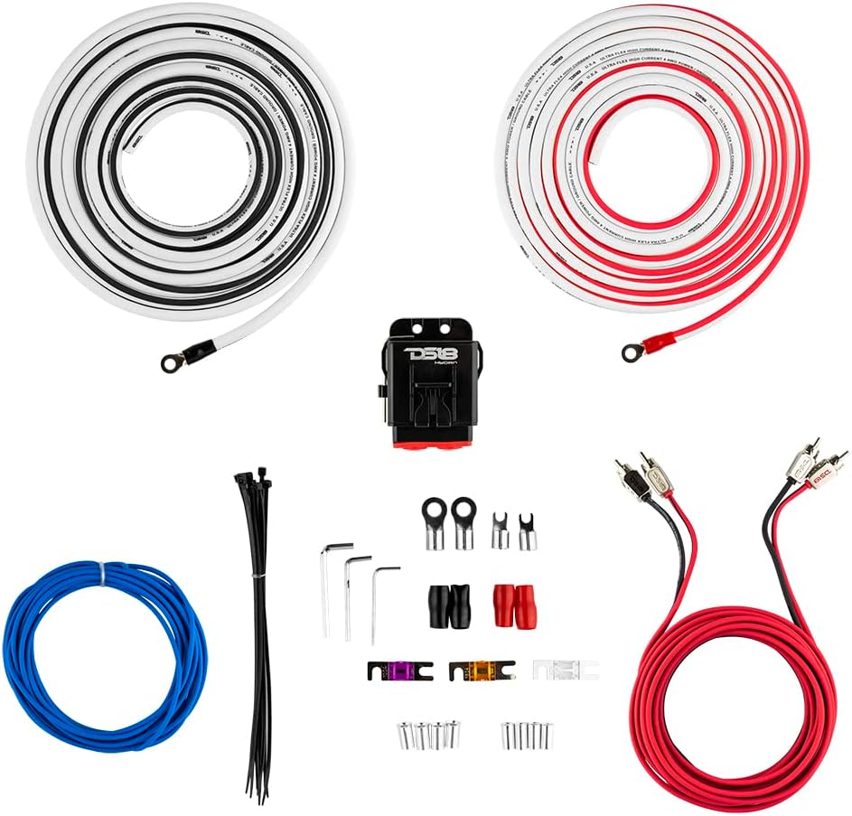 DS18 Hydro MOFCKIT4 4 Gauge Marine Tinned Amplifier Installation Wiring Kit – Up to 1800 Watts, OFC 100% Cooper