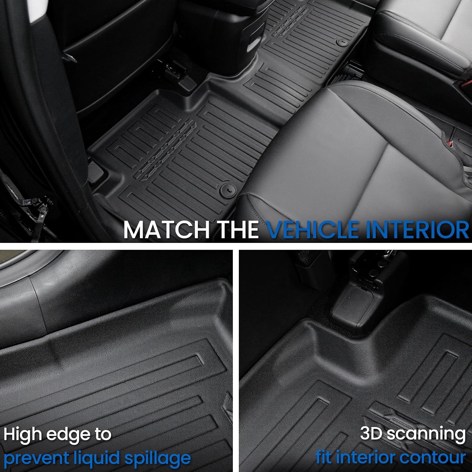 Floor Mats Set for 2026 Hyundai Palisade 7&8 Seats (Only Gas), All Weather TPE Cargo Liner Backrest Mats Trunk Lower Mat Accessories (2026 | Floor Mats Set)