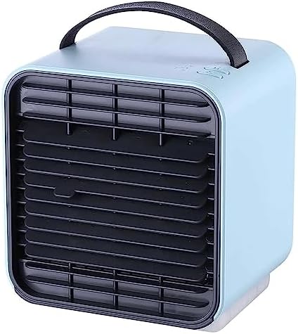 Portable Air Conditioner Fan, Rechargeable USB Air Conditioner Fan, Personal Mini Evaporative Air Cooler with 3 Speeds, Quiet Air Cooler Fan, for Home Office (Color : Blue)