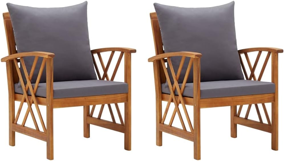 Patio Chair Patio Chairs with Cushions 2 pcs Solid Acacia Wood