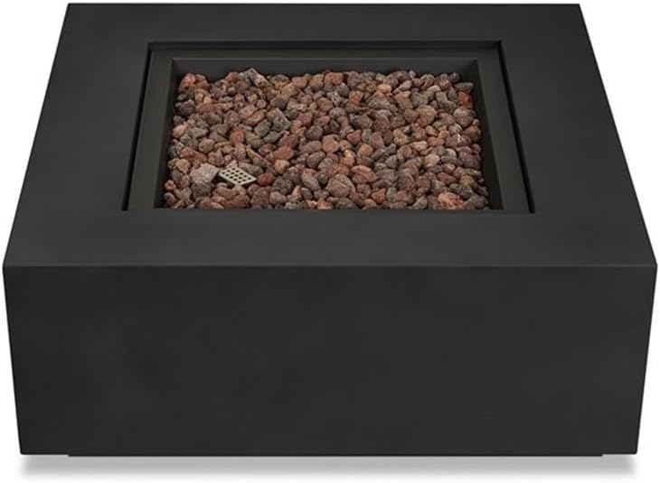 Square Metal Propane Fire Table with Conversion Kit in Black