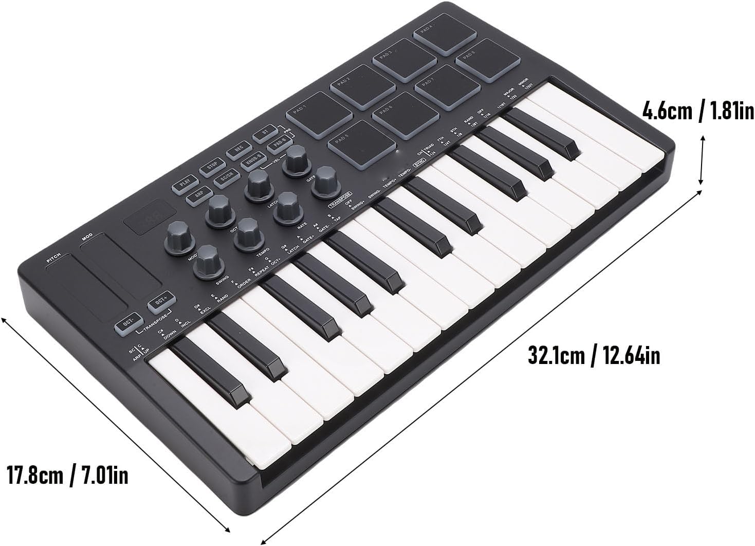 25 Keys MIDI Keyboard Controller, with 8 RGB Backlit Pads & 8 Knobs, Beat Maker, for Music Production