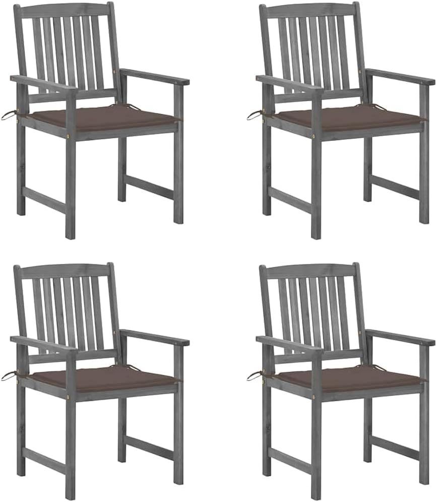 Patio Chair Patio Chairs with Cushions 4 pcs Gray Solid Acacia Wood