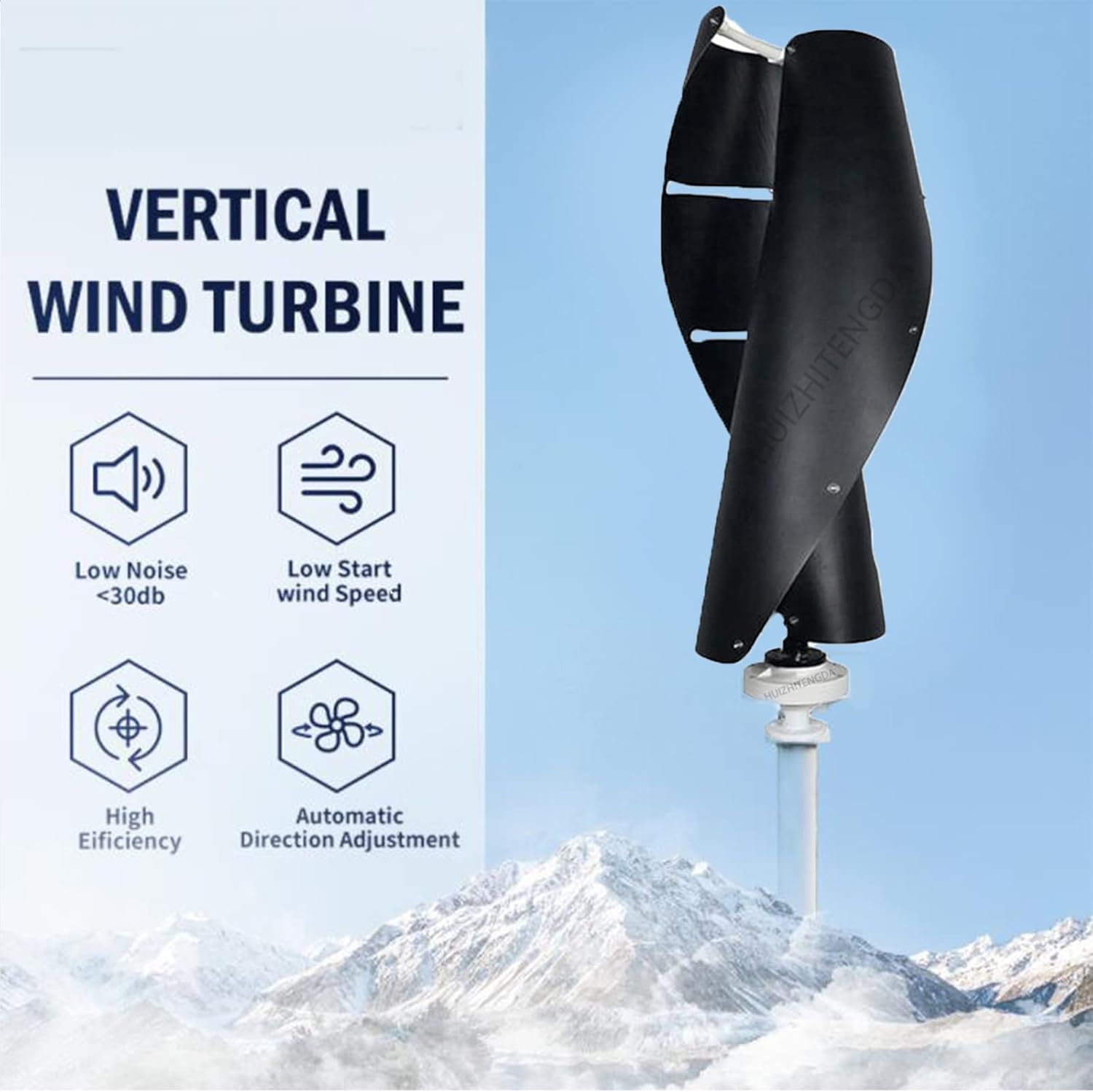 10000W Vertical Spiral Wind Turbine Portable Generator 12V 24V 48V 220V Windmill Wind Power Generator with Controller Suitable for Courtyards and Villages