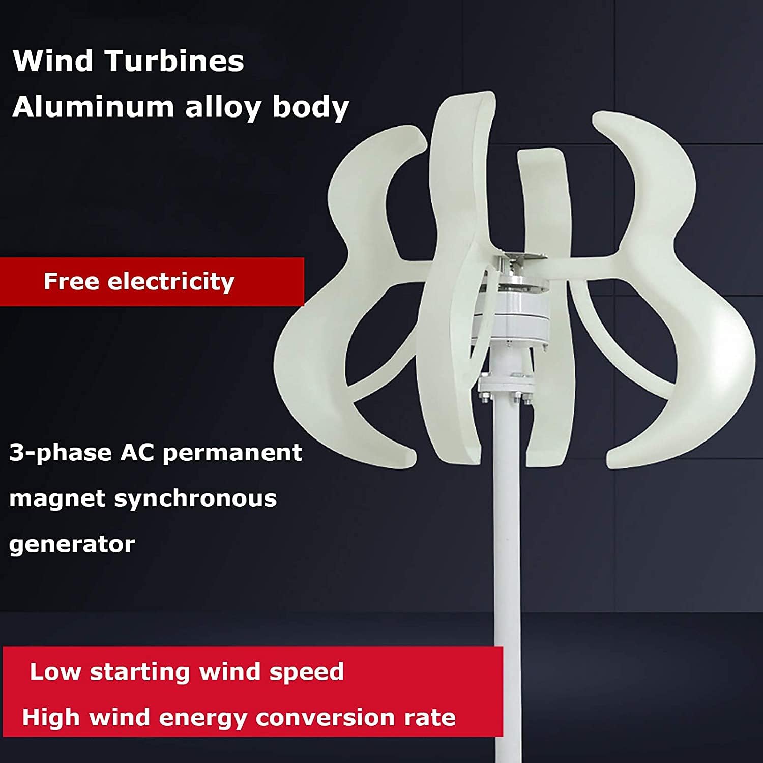 Wind Turbine Generator Kit12v/24V with 5 Blade, Wind Generator Kit for Marine Home Windmill Generator Suit for Hybrid Solar Wind System-6000W