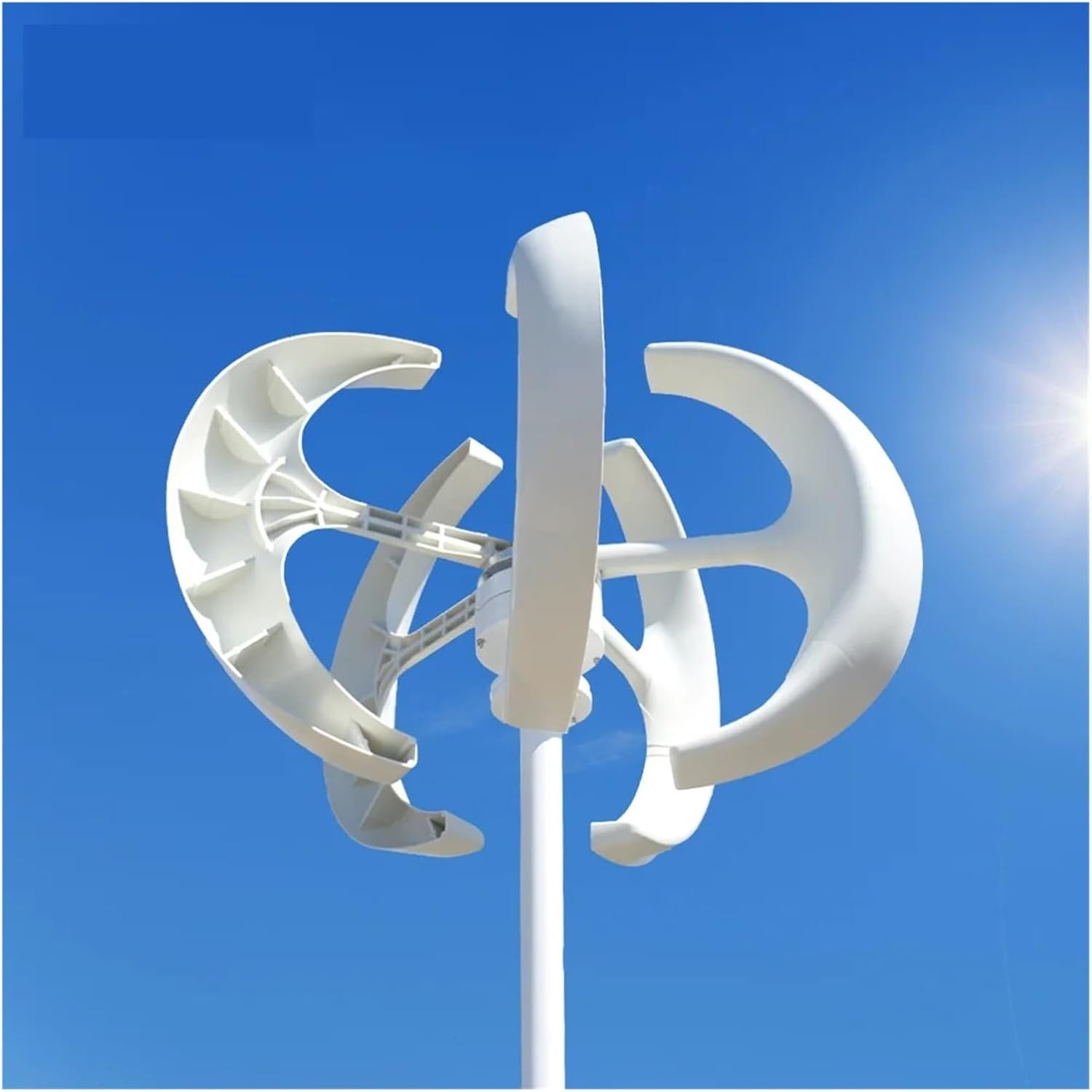 5000W Wind Turbine Generator Vertical Axis Wind Turbine Generator Low Noise Low Start Wind Speed 12V 24V 48V Windmill With MPPT Charger Low Starting Speed for Home(White,WITH MPPT CHARGER_48V)