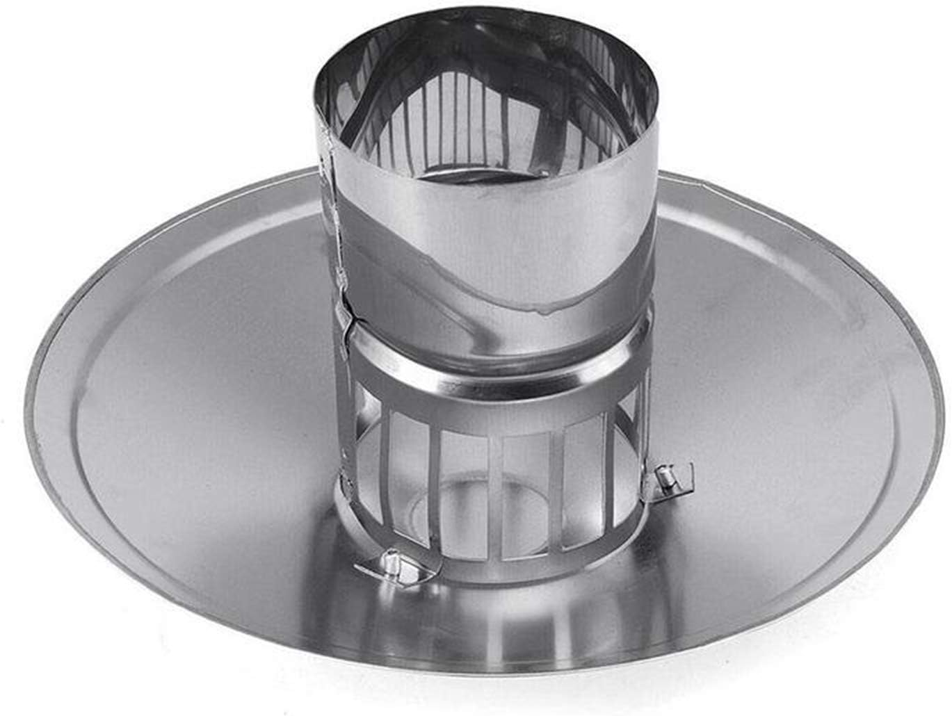 Chimney Cowl Cap, Stainless Steel Roof Smoke Tube Anti Downdraught Bird Guard Top, for All Fuel Types Protector, Rain and Snow Cover Pot, Umbrella Shape (200mm/7.9inch)