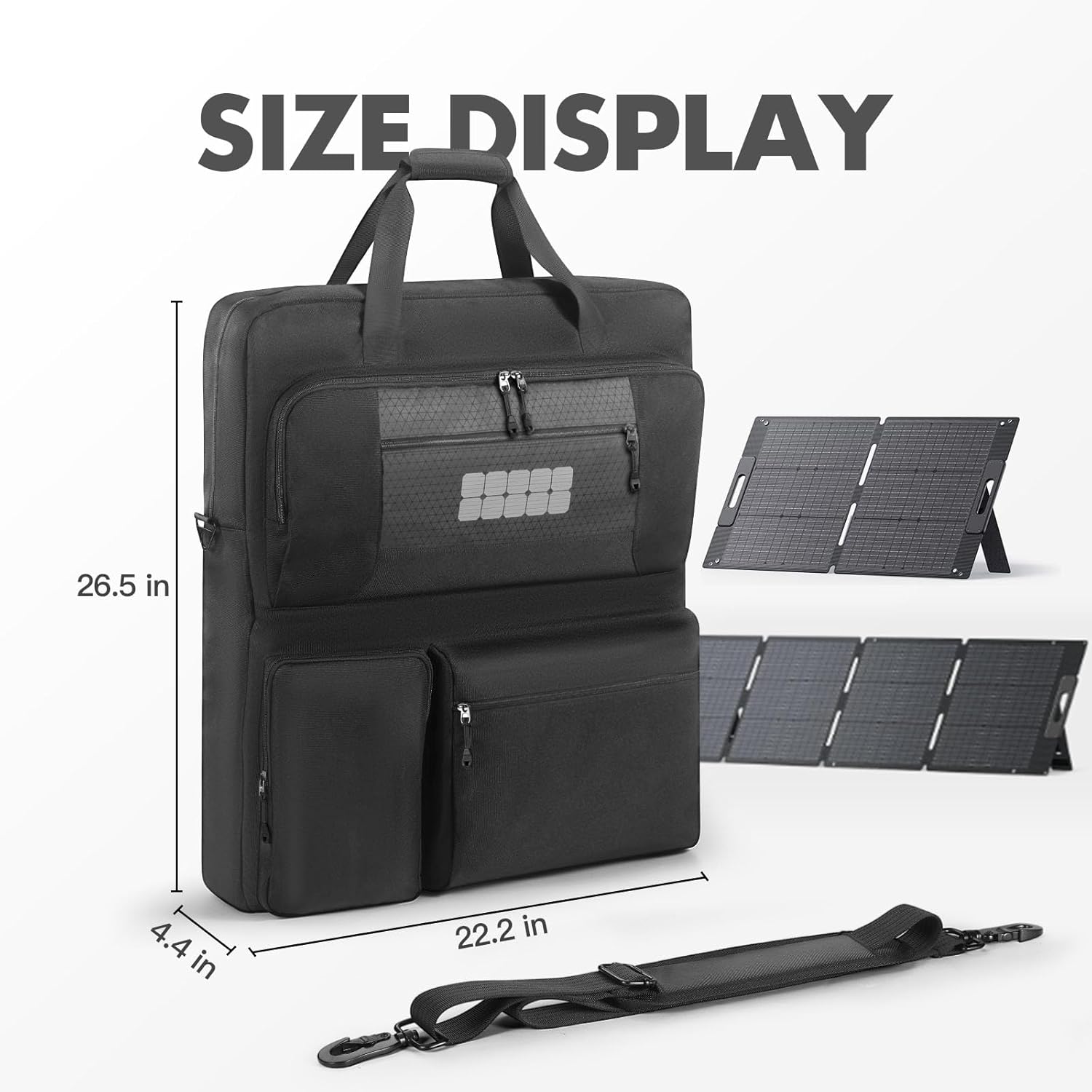 Solar Panel Travel Storage Bag, Carrying Case for ECOFLOW 110W 160W 220W/BLUETTI 100W 200W/Anker SOLIX PS100 100W & PS200 200W/Renogy 100W 200W Portable Solar Panel (Black + Gray)