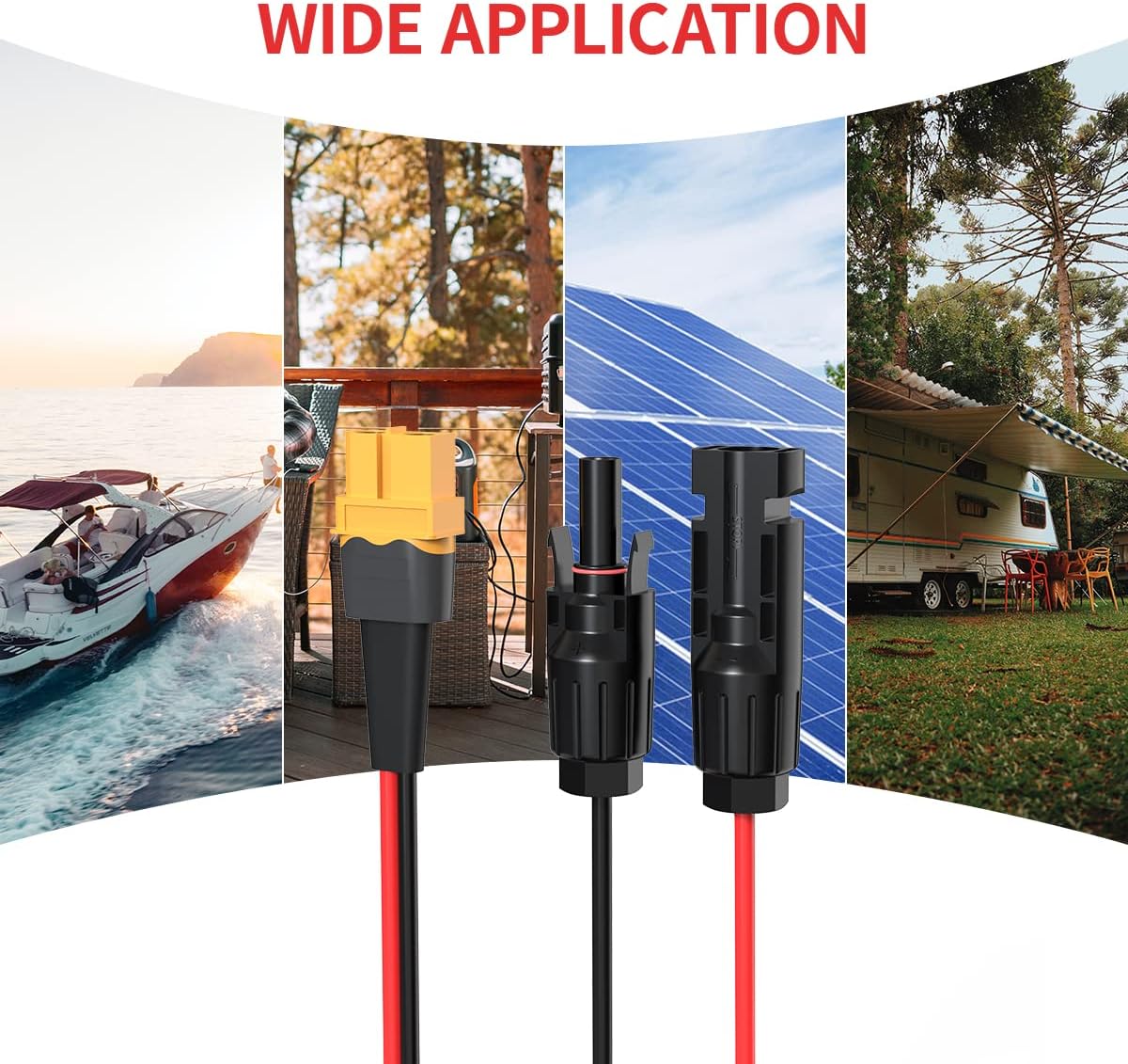 12AWG 75FT XT60 Solar Cable 2 10 25 35 50 75 100FT XT60 Extension Cable Solar Panel Connector to XT60 Connector for Portable Power Station (75FT)