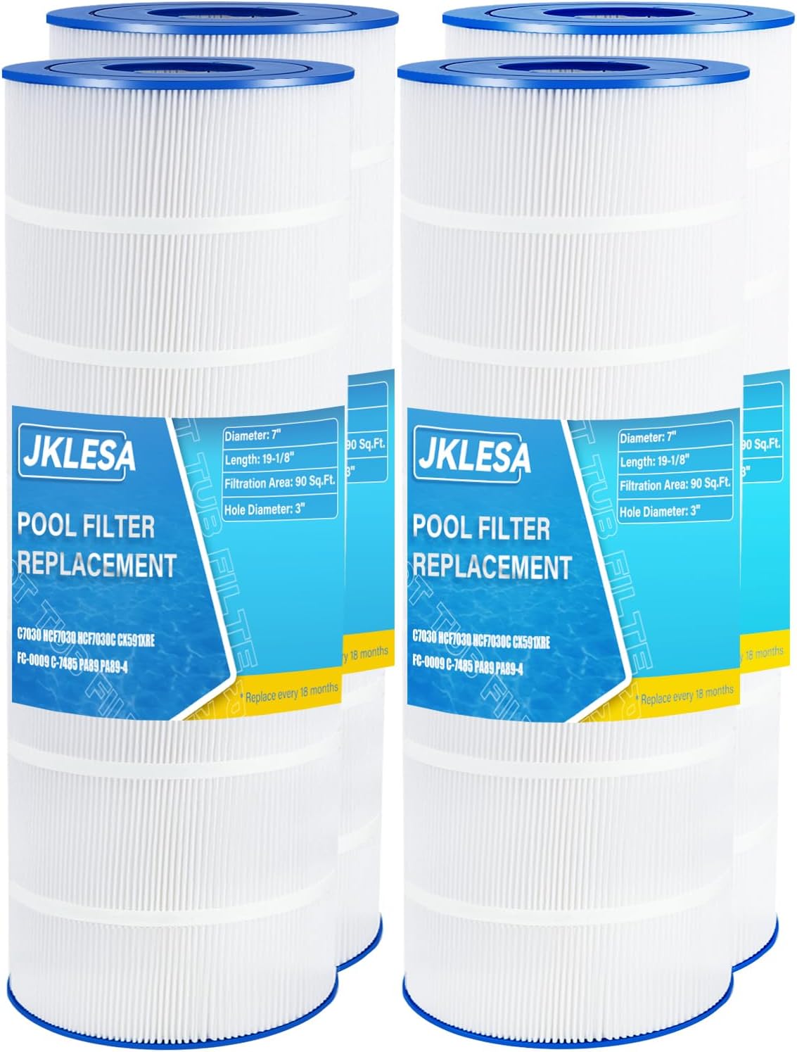 C7030 CX591XRE Pool Filter Replacement, Compatible with Hayward SwimClear C7030 HCF7030 HCF7030C, Unicel C-7485, Pleatco PA89 PA89-4, Filbur FC-0009 (4 Pack)