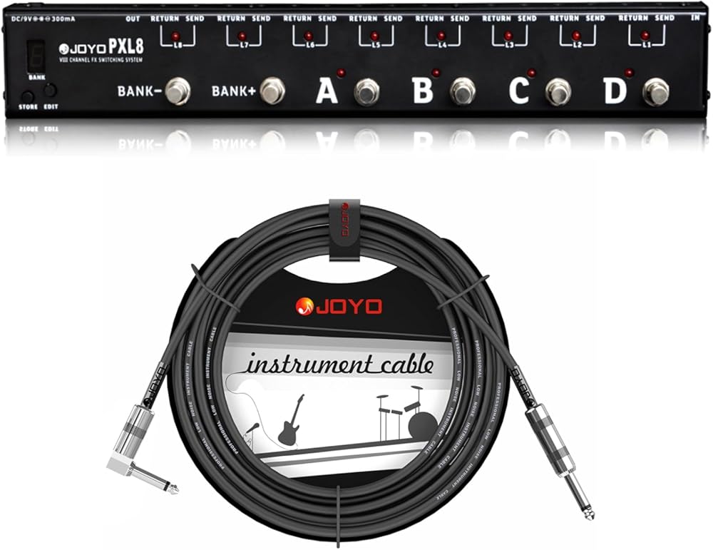 JOYO PXL8 Foot Pedal Controller Bundle with CM-12 Instrument Bass Guitar Amplifier Mono Audio Cable 15 Feet