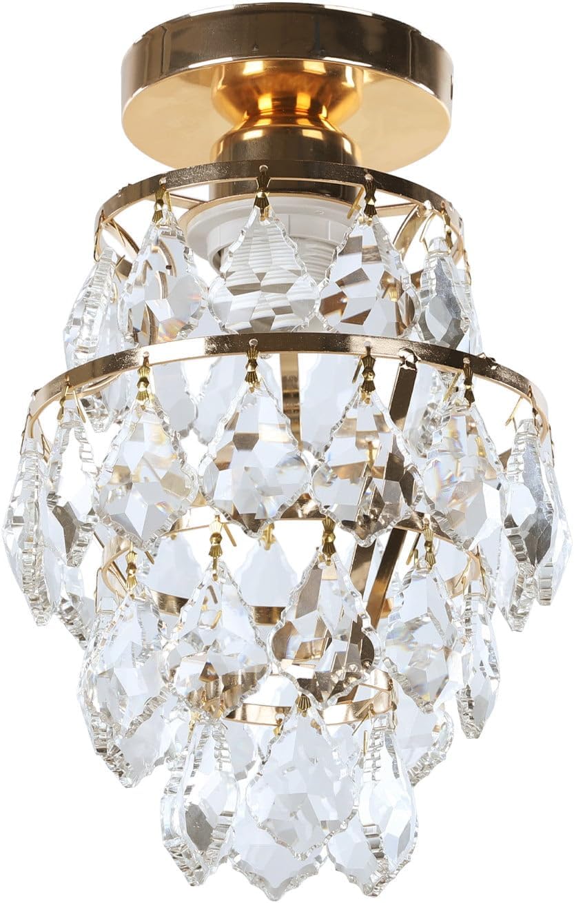 Hanging Lamp, M-INI Chandelier Crystal Ceiling Light Semi Flush Mount Ceiling Lighting Fixture Modern Crystal Ceiling Lamp