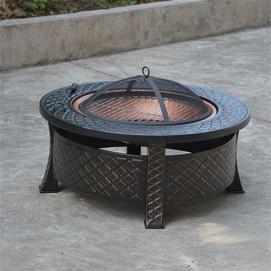 BBQ Grill Outdoor Fire Pits Outdoor Wood Burning 32'' Outdoor Fire Pit Metal Square Firepit Patio Stove Wood Burning BBQ Grill Fire Pit Bowl with Spark Screen Cover with Cover BBQ Cooking for Outside