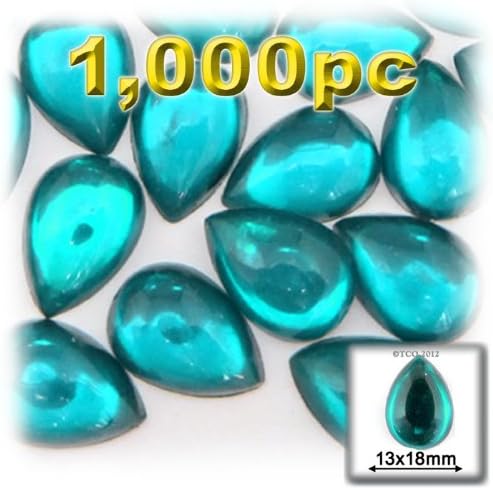 The Crafts Outlet 1000-Piece Acrylic Flatback Cabochons Teardrop Beads, 13 by 18mm, Charcoal Gray