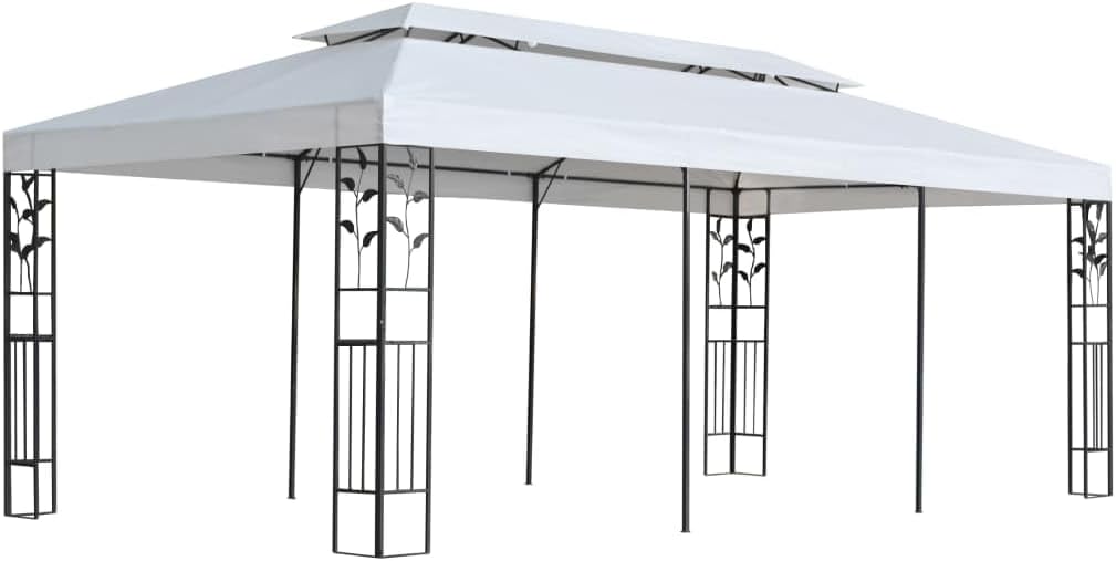 Gazebo 9.8'x19.7' White, Floral Garden Gazebo: UV & Water Resistant for Outdoor Gatherings Outdoor Living, Patio Furniture & Accessories