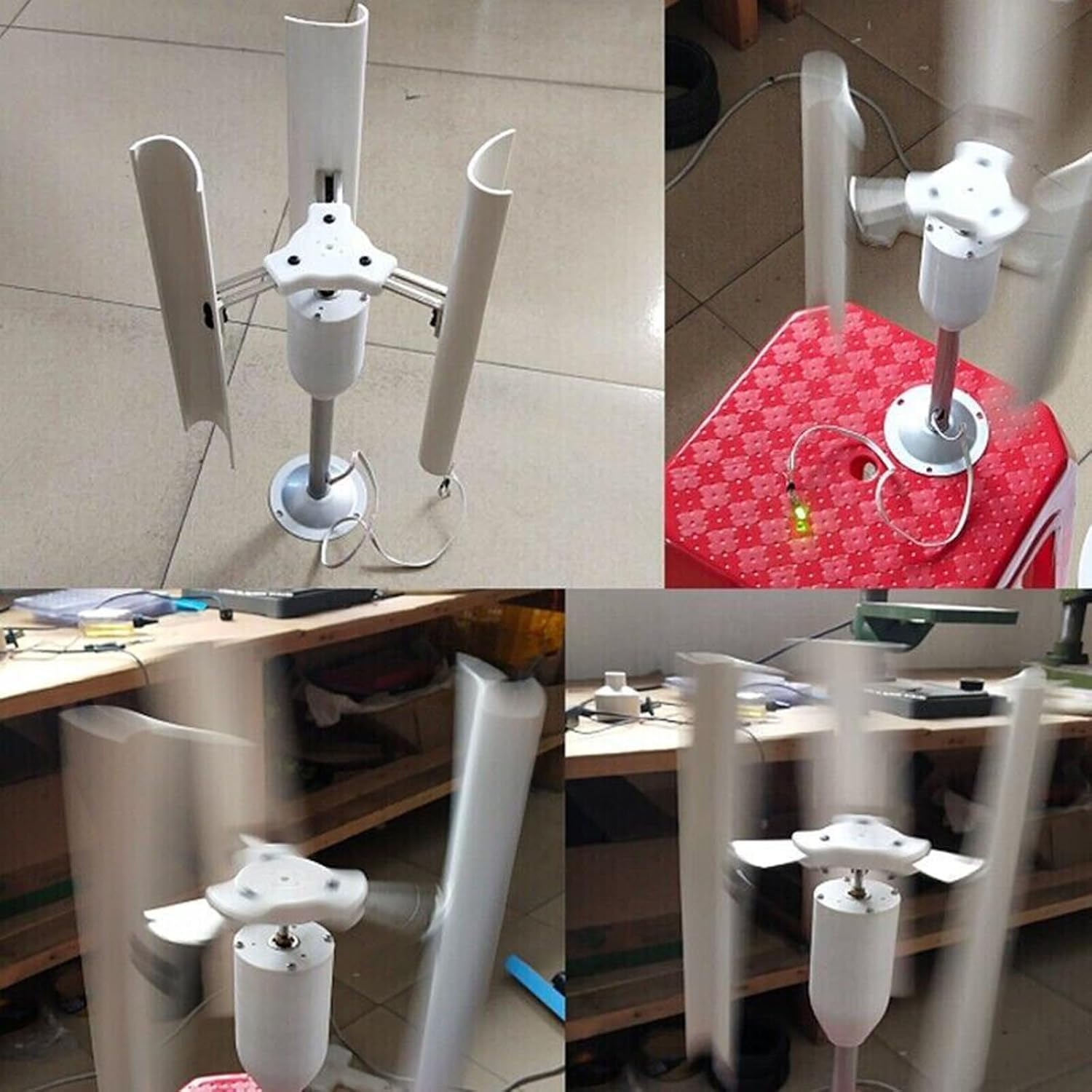 3-Blade DIY Vertical Axis Wind Turbine Model Wind Turbine Three-Phase Permanent Magnet Generator Windmill Toy Night Light Production DIY Display
