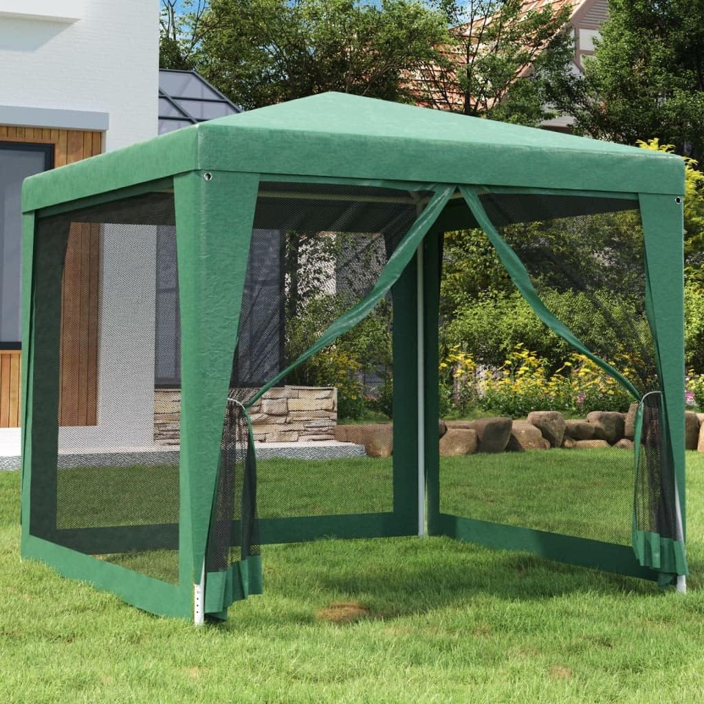 Party Tent with 4 Mesh Sidewalls Green 8.2'x8.2' HDPE,Premium Party Tent: Sun Protection, Water Resistance, Mesh Sidewalls for Outdoor Events Outdoor Living, Patio Furniture & Accessories