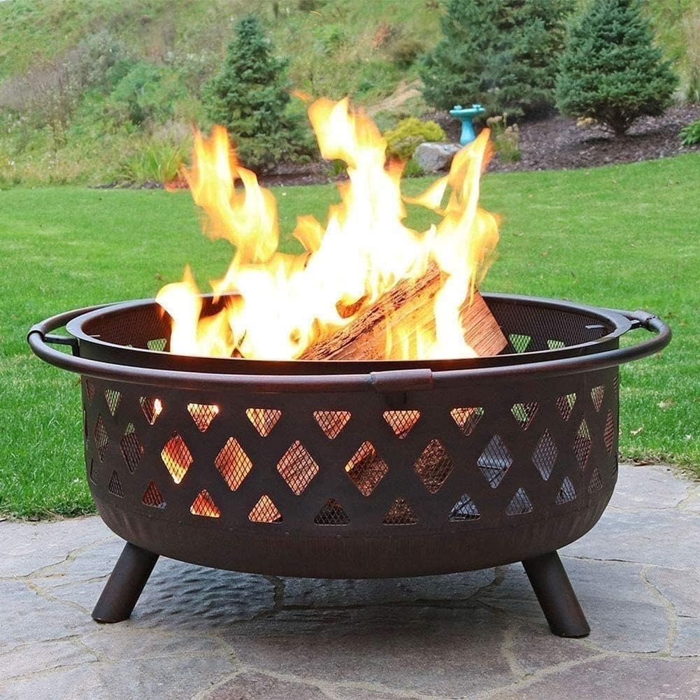 Fire Pit, Wood Burning Pit, Outdoor Brazier, Camping Fire Pit, Great for Outdoor and Patio, Bonfire, Black