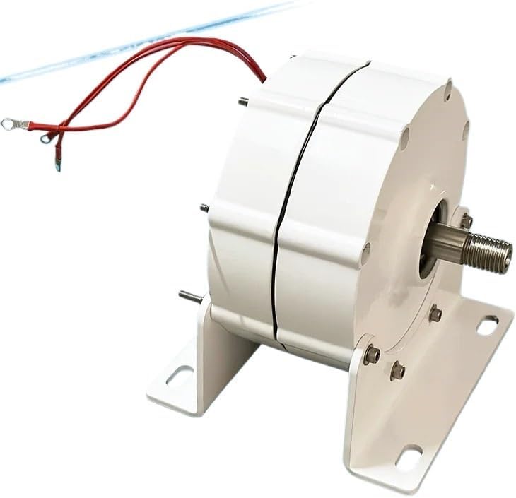 Electric Generator 2KW Low Speeds 48V 24V 12V 3 Phase Gearless Permanent Magnet AC Alternators for Wind Water Turbine Home Use Low Starting Speed for Home(with Base,Double Shaft_12V)