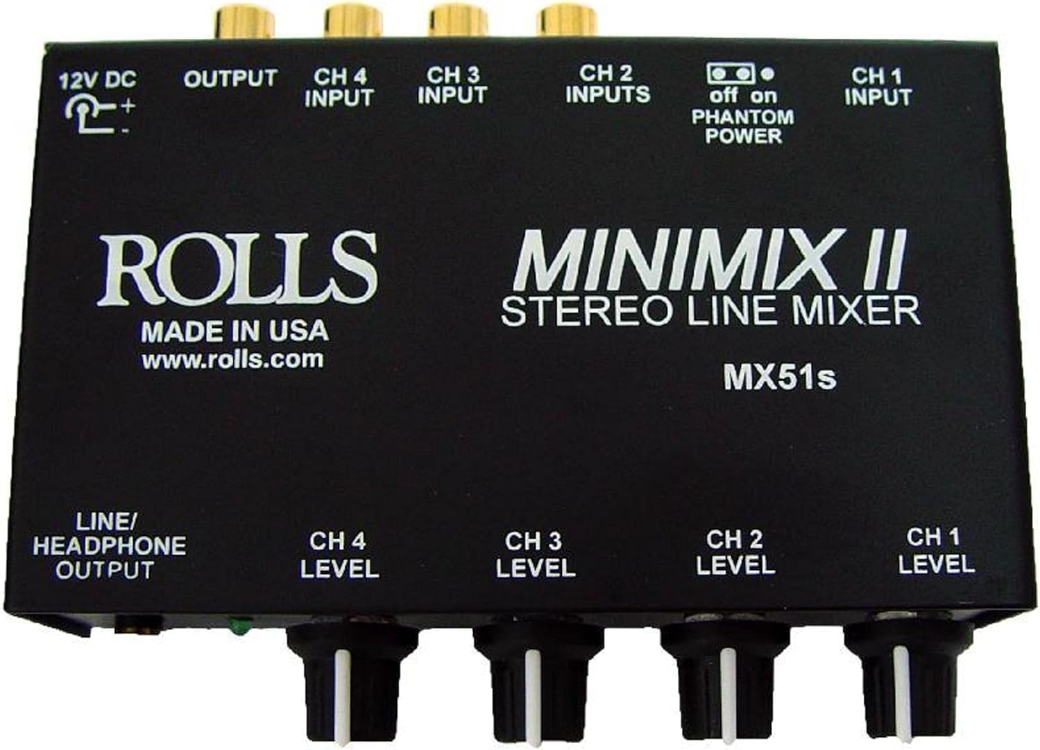 Rolls MX51S Mini Mix 2 Four-Channel Stereo Line Mixer Black