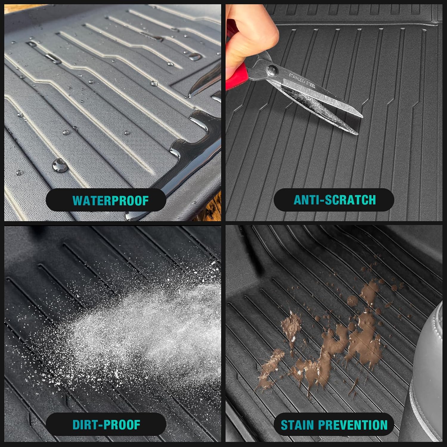 Big RED Floor Mats for Tesla Model Y: 2025 2026 Custom Fit, 100% TPE All Weather Cargo Liner Trunk Accessories, Set of 9 Mats (Not Fit 7-Seat)