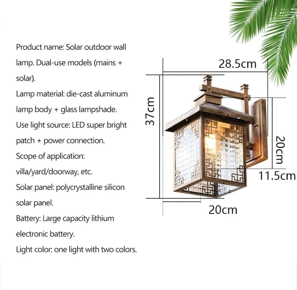 Wall Light Waterproof Solar Wall Mount Lighting Aluminum Outdoor Wall Sconce Sun Powered Wall Lamp Fixtures Compatible with Garden Villa Garage Decor Lamp, Gold,Ceiling Lighting