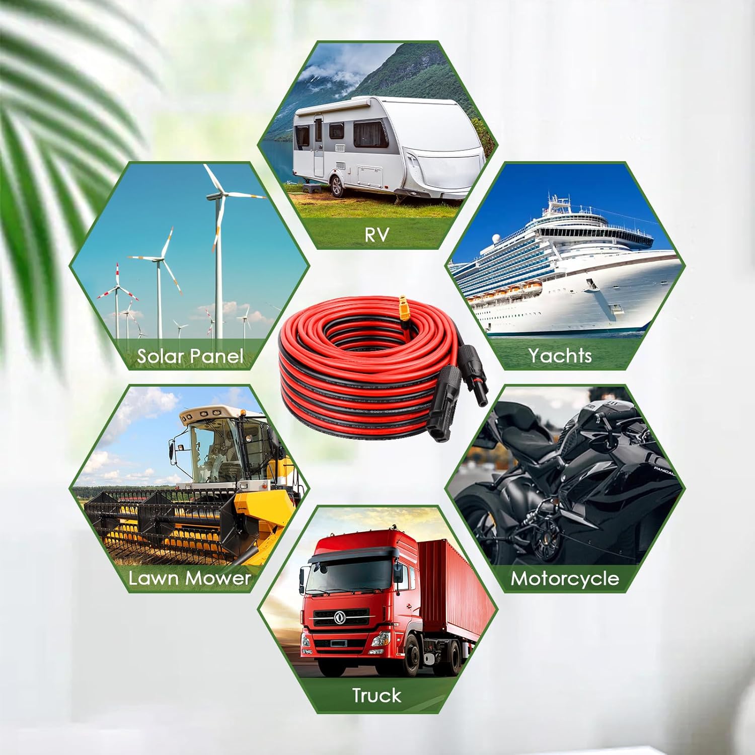 Solar to XT60 Extension Cable 10AWG 50FT Solar Connector to XT60 Adapter Cable for Solar Panel to Portable Power Station Solar Generator Battery Pack