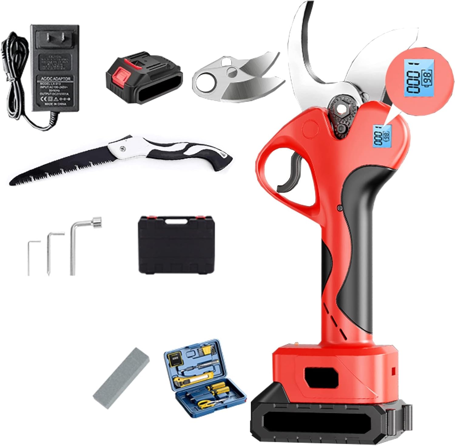 Electric Pruning Shears, Brushless Cordless Garden Tree Pruner with 1-2 Pack Battery, Power Display,6-8 Working Hours, 2 Inch Cutting Diameter