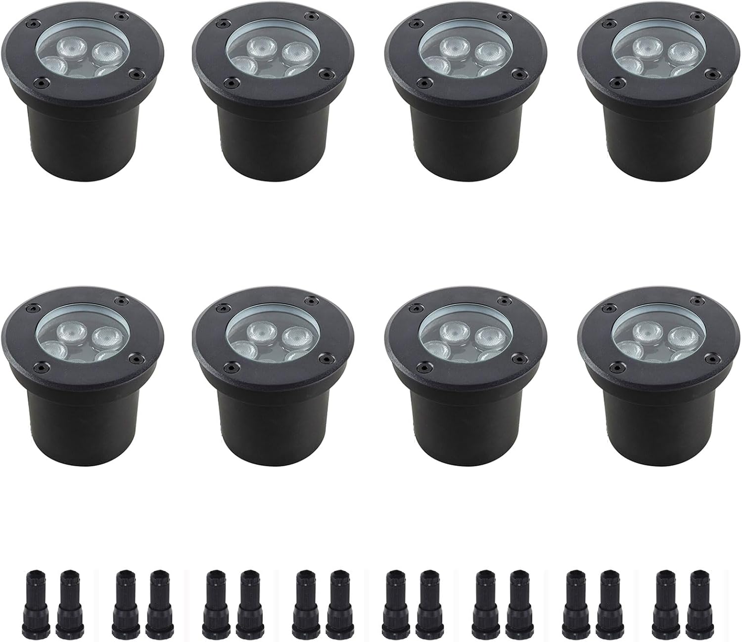 Low Voltage Landscape Lighting 12V-24V,Waterproof Outdoor Lights,5W Well Light Landscape LED In Ground,Warm White Ground Lights Wired for Garden Yard,Pathway,Deck,Pack of 8 (8, Warm White, 5, Watts)