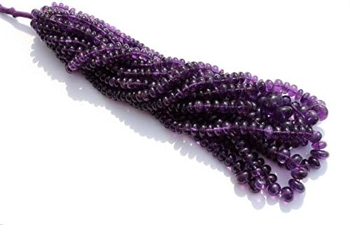 13 inch natural beads strand of 6-11mm smooth rondelle african amethyst gemstone beads for DIY jewelry - necklace, bracelet, earring, ring.