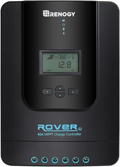 Renogy Rover 40 Amp 12V/24V DC Input MPPT Solar Charge Controller Auto Parameter & Deep Cycle AGM 12 Volt 100Ah Battery, 3% Self-Discharge Rate, 1100A Max Discharge Current